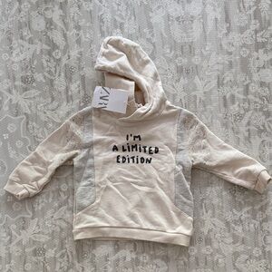 Zara Cream and Gray Kids Hoodie size 12-18m